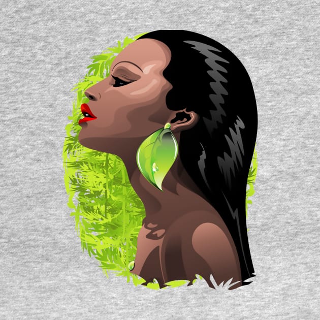 Woman African Beauty and Bamboo by BluedarkArt